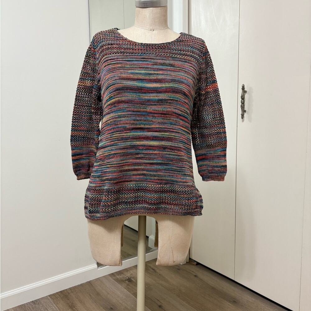 John Paul Richard Woman's Multicolor Knit Casual Blouse Sweater Medium